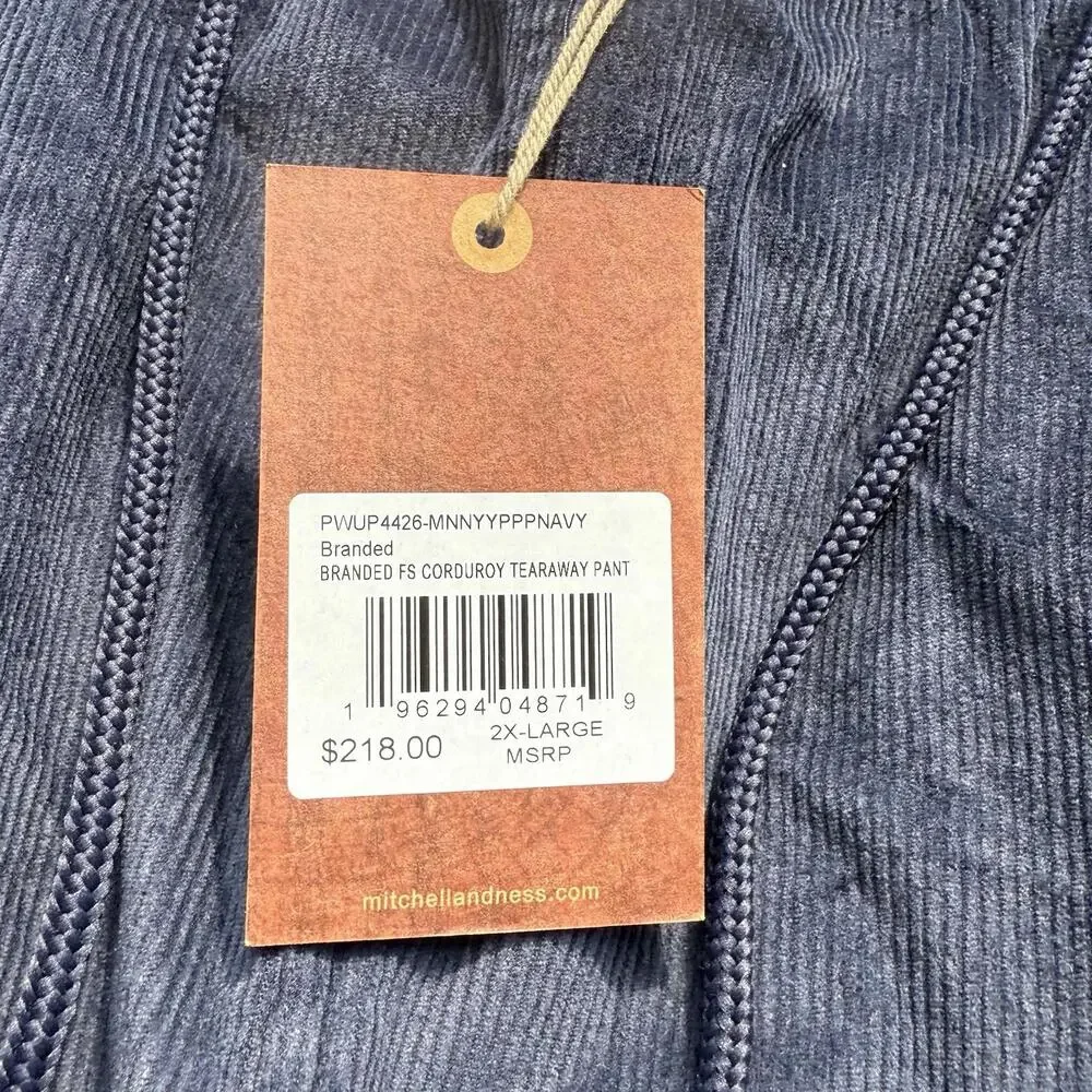 Men’s Mitchell & Ness Fred Segal Corduroy Tearaway Pants Navy Size 2XL $218 - Picture 4 of 14